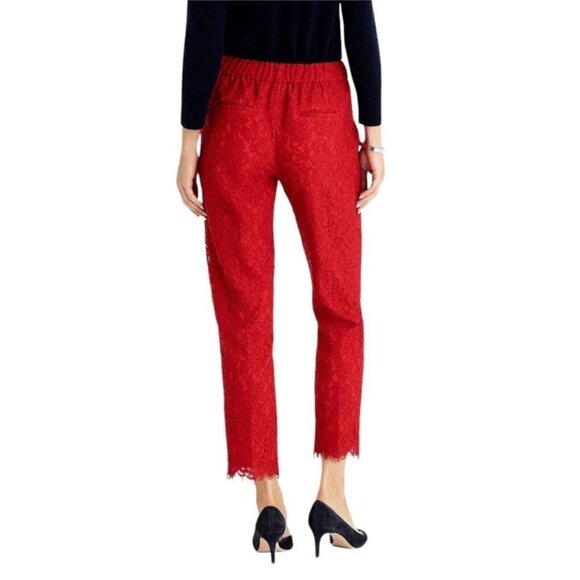 F8766 J. Crew red lace ankle holiday party dress pants 10 - Picture 5 of 8